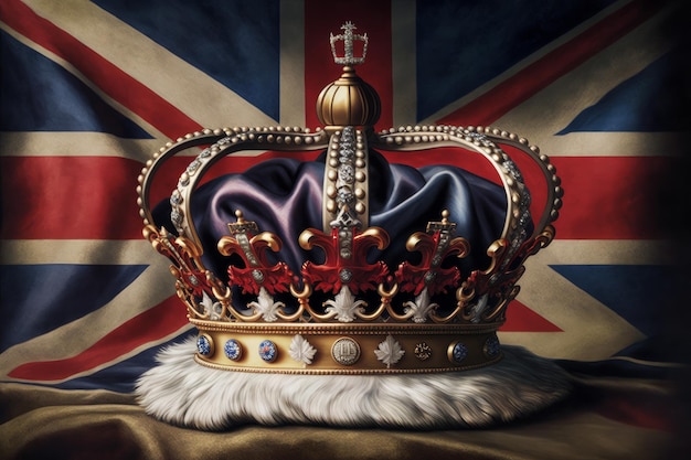 A royal crown with a union jack uk flag coronation of the king generative ai