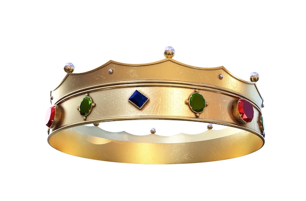 Photo royal gold crown isolated on white 3d rendering