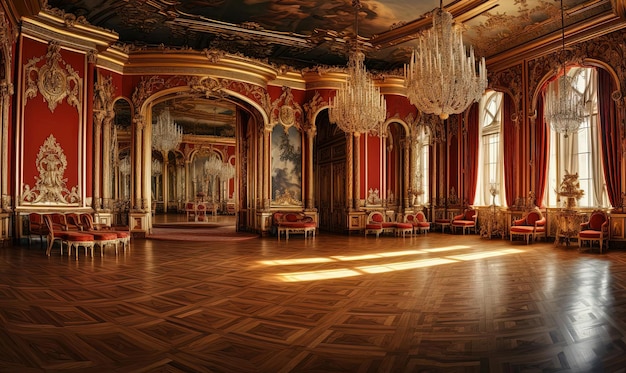 royal house room in the style of high dynamic range hall of mirrors