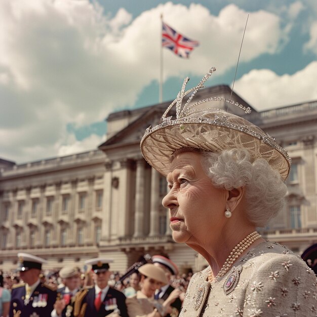 Royal Mile viering Vrouw met vlag hoed