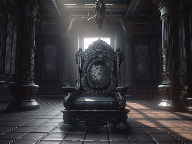 Royal throne dark Gothic throne front view