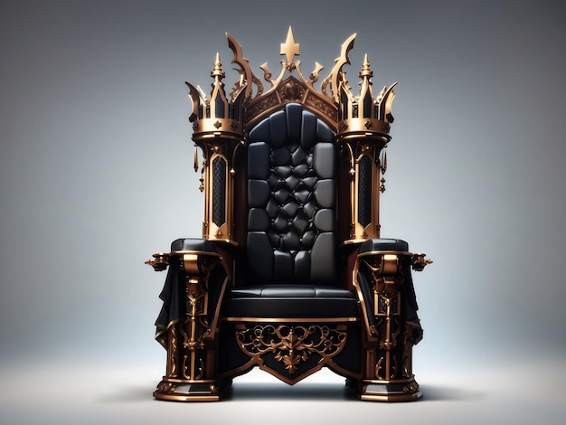 Royal throne isolated on transparent background Dark gothic throne Majestic throne Generate AI