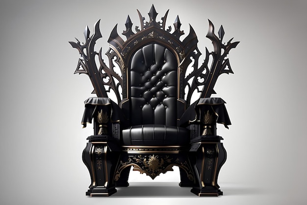 Royal throne isolated on transparent background Dark gothic throne Majestic throne Generate AI