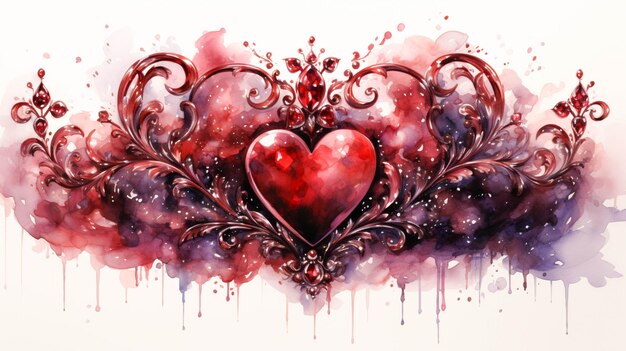 Royal watercolor valentine red transparent background