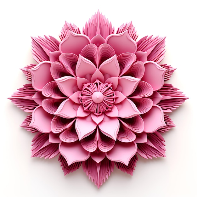 Roze 3D bloem mandala kunst