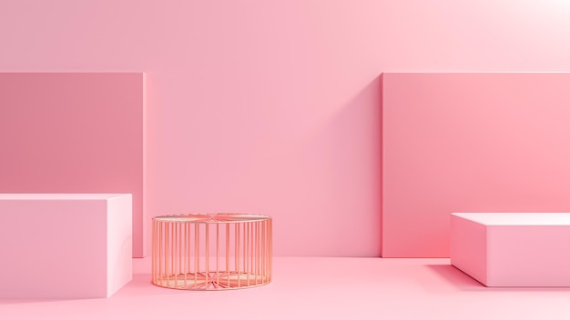 Roze 3d render abstract platform minimale pastel podium display scene