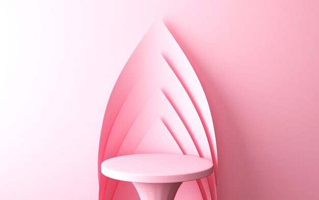 Roze abstracte geometrische vormgroepset, minimale abstracte achtergrond, 3D-rendering, scène met geometrische vormen