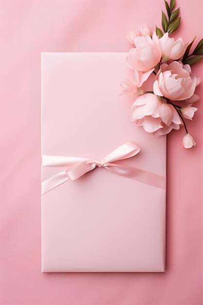 roze achtergrond met bloemen voor bruiloftsuitnodigingen Generatieve AI