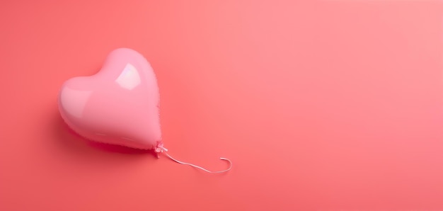 Roze achtergrond met hartballon en kopie ruimte Valentijnsdag Moederdag of Vrouwendag achtergrond Lege ruimte voor tekst Ansichtkaart wenskaart ontwerp Banner Ik hou van jou Generatieve AI