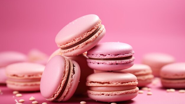 Roze achtergrond met macarons