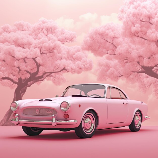 Roze achtergrond voor retro klassieke auto's