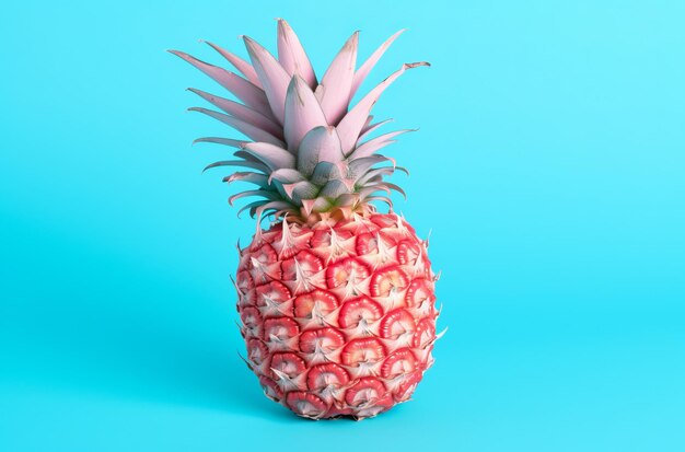 Roze ananas op blauwe achtergrond