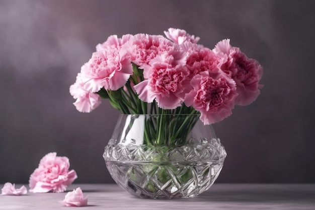 Roze anjerbloemen Genereer Ai