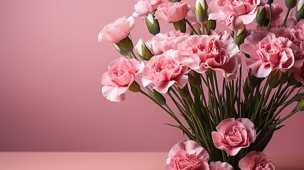 Roze anjerbloemen op een roze achtergrond