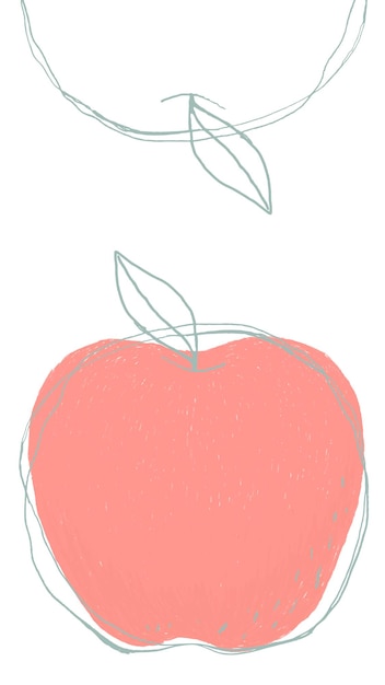 Roze appelfruit png met de hand getekend kopieerruimte