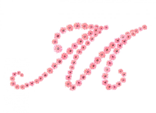 Roze aquarel bloemen vormen letter M