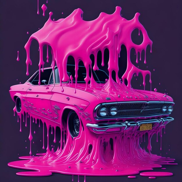 Roze auto druipend van jelly slime barbie edition