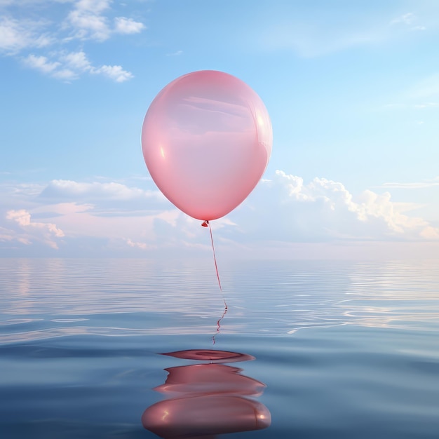 Roze ballon over de zee