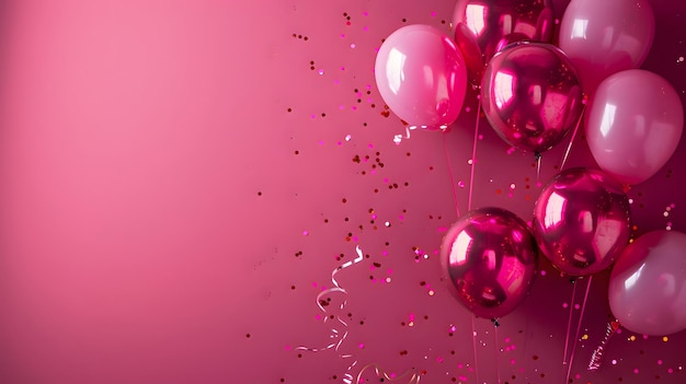 Foto roze ballonnen compositie achtergrond viering ontwerp banner