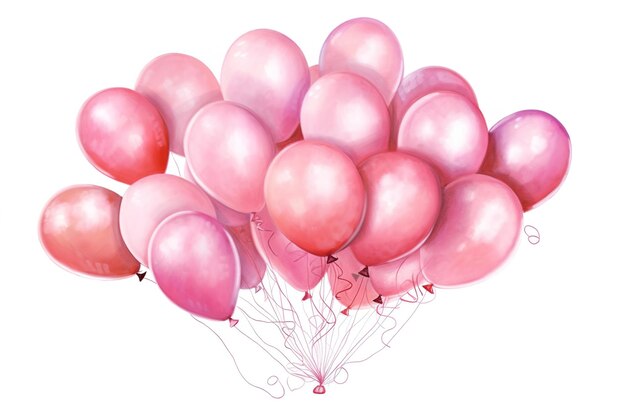 Roze ballonnen geïsoleerd op witte achtergrond Gegenereerd door AI