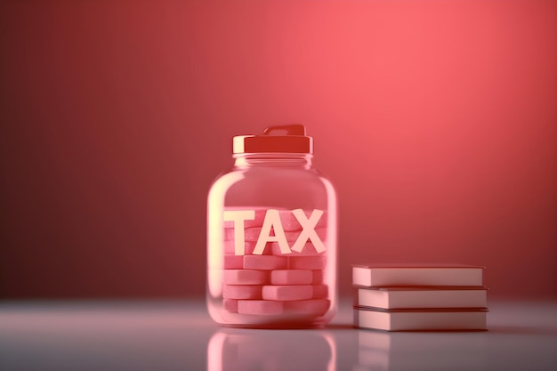 Roze belastingen concept Fles met vitaminen voor weman op roze achtergrond vrije ruimte voor tekst Generatieve AI