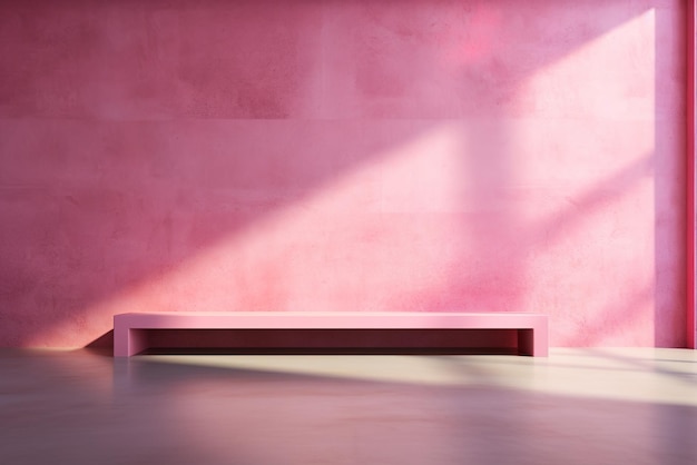 Foto roze betonnen kamer met bank