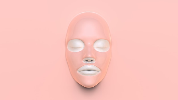 Roze bladmasker op roze achtergrond 3D Render