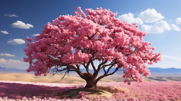roze bloeiende boom landschap foto