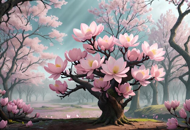 roze bloeiende magnolia bloemen abstracte achtergrond