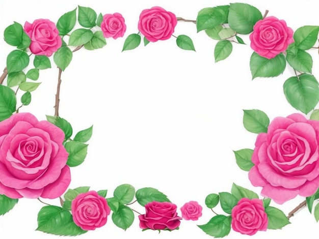 Roze bloem met bladeren frame