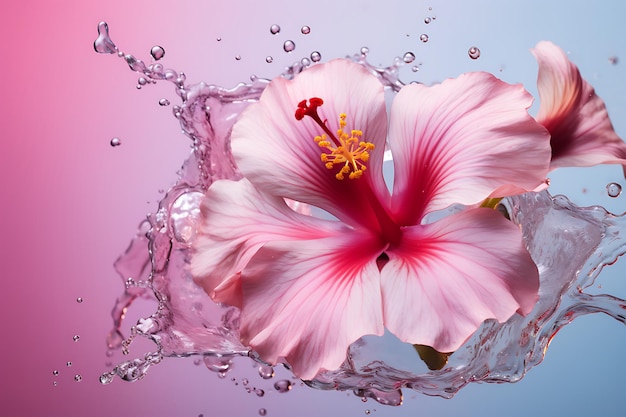 Foto roze bloem met vloeibare achtergrond