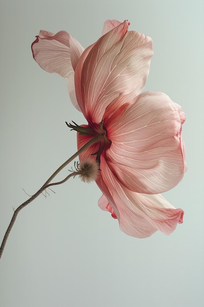 Roze bloem tulp hibiscus illustratie ontwerpelement in de stijl van omvangrijke vormen elegant pastel