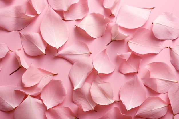 Roze bloemblaadjes op een roze achtergrond