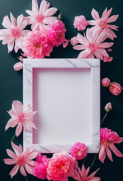 Roze bloemdecoratie op het frame