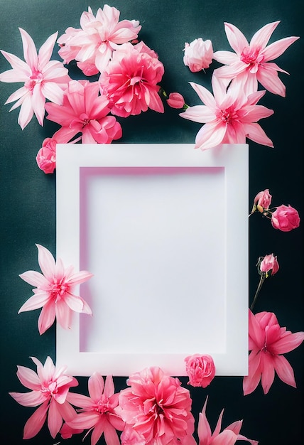 Roze bloemdecoratie op het frame