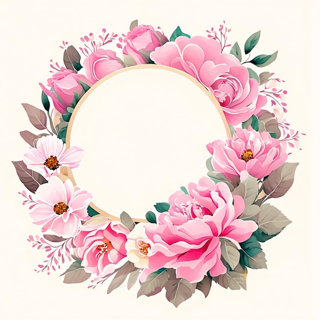 Roze bloemen frame achtergrond met aquarel