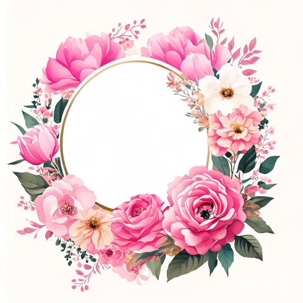 Roze bloemen frame achtergrond met aquarel