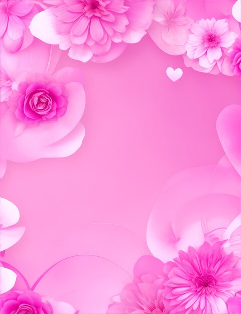 Roze bloemen frame met roze achtergrond