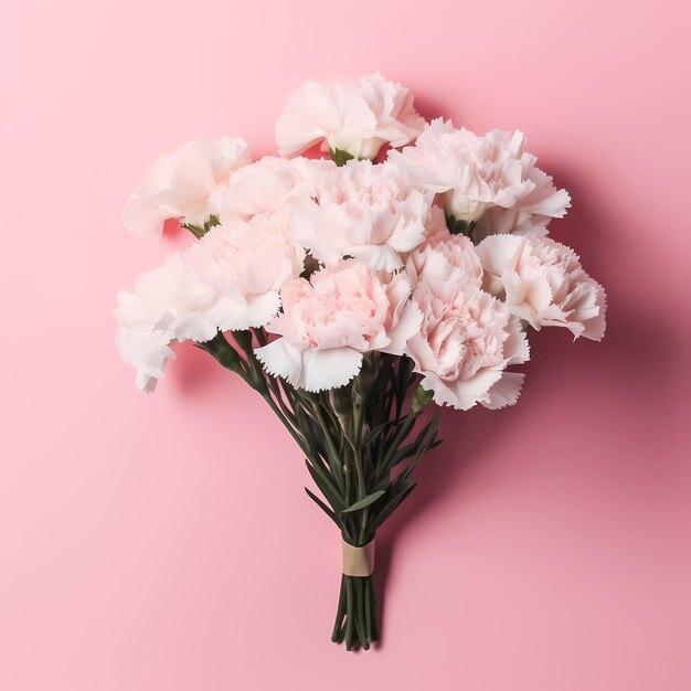 Roze bloemen in een boeket op een schone pastelroze achtergrond, zeer gedetailleerde viering