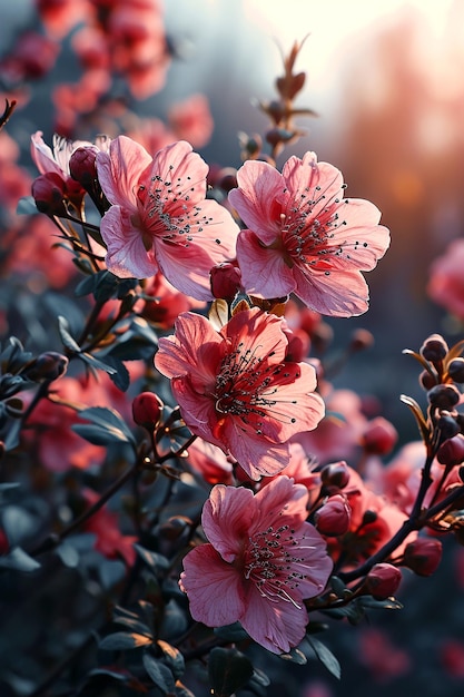 Roze bloemen met het woord roze erop