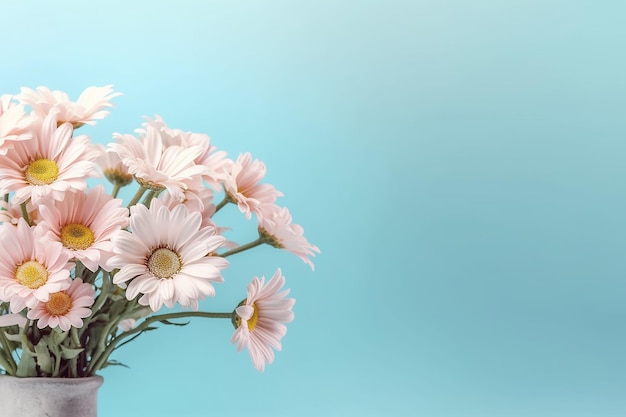 Roze bloemen op een blauwe achtergrond