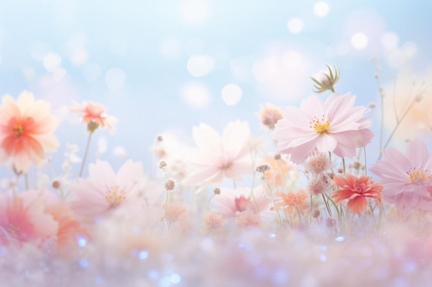 Roze bloemen op een blauwe achtergrond