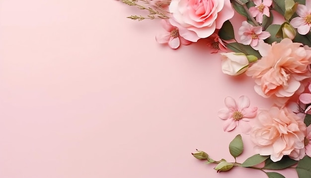 Roze bloemen op een roze achtergrond