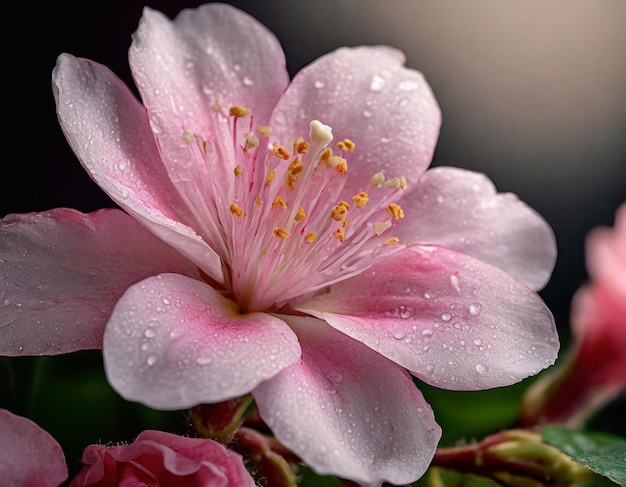 Roze bloemen van de Japanse camellia met regendruppels op de bloemblaadjes