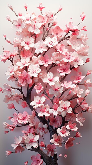 Roze bloesems Abstracte illustratie van een boom in bloei
