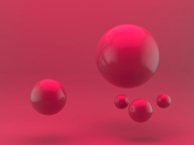 roze bollen van verschillende groottes op een roze achtergrond. 3D render. 3d illustratie