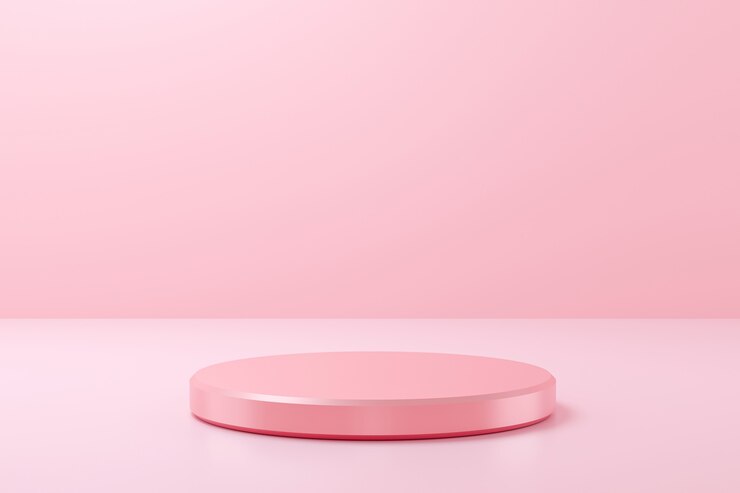 Foto roze cilinderpodium op pastelkleur roze achtergrond