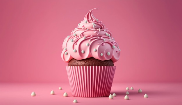 Roze cupcake voor Valentijnsdag Generatieve AI