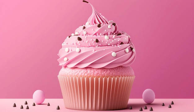 Roze cupcake voor Valentijnsdag Generatieve AI