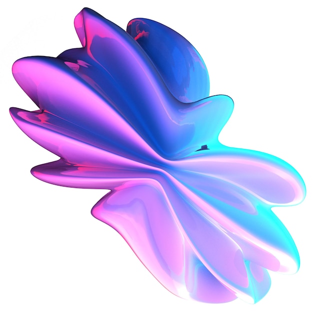 Foto roze cyanine roze holografische vormen afbeeldingen 3d verloop abstracte vormen roze blauw paars